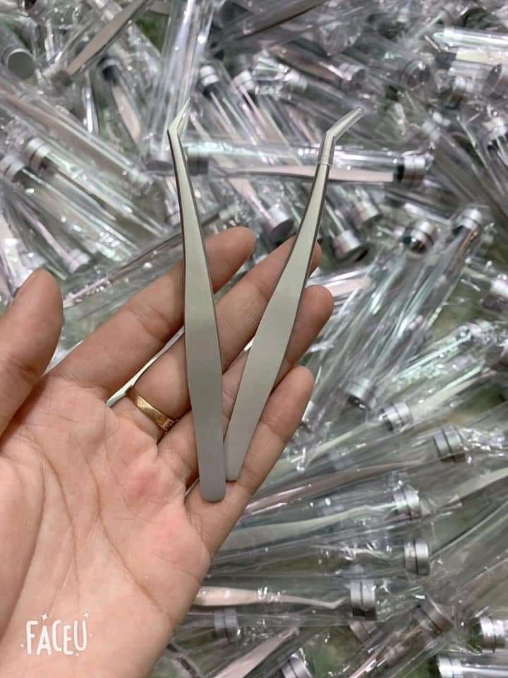 Nhíp cong 45 độ, nhíp cong bao da nối mi volume