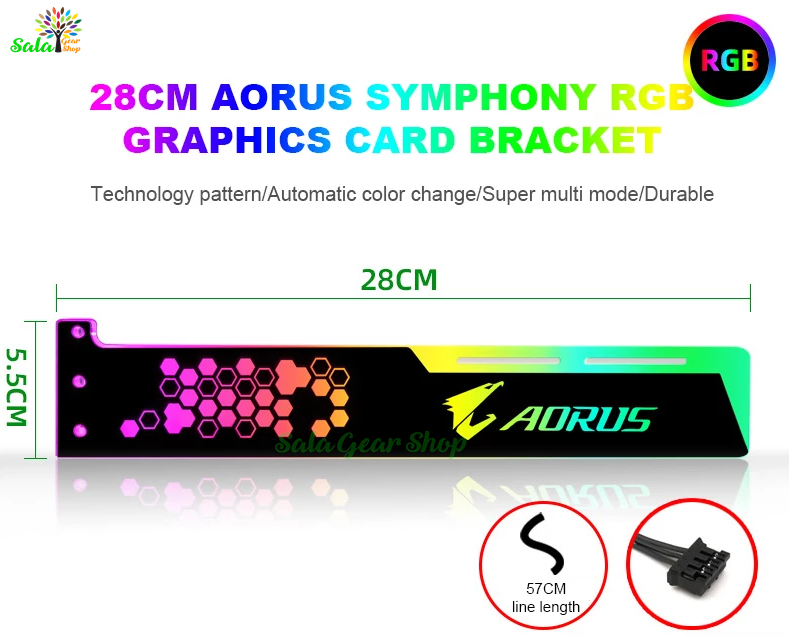 Đỡ Card VGA Logo AORUS/ ROG đồng bộ led hub Coolmoon