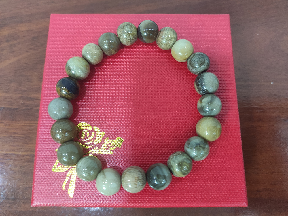 [HCM]Vòng tay đá gỗ hóa thạch 10ly