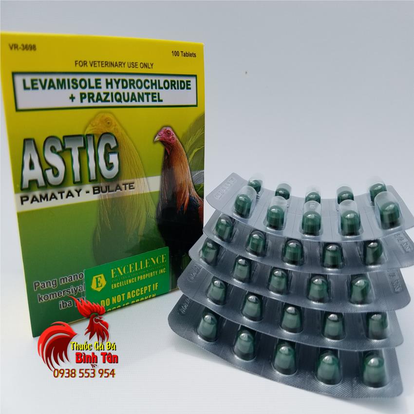 Astig - th.uốc tẩy giun chuyên xổ lãi, loại bỏ các kí sinh gây hại cho gà đá