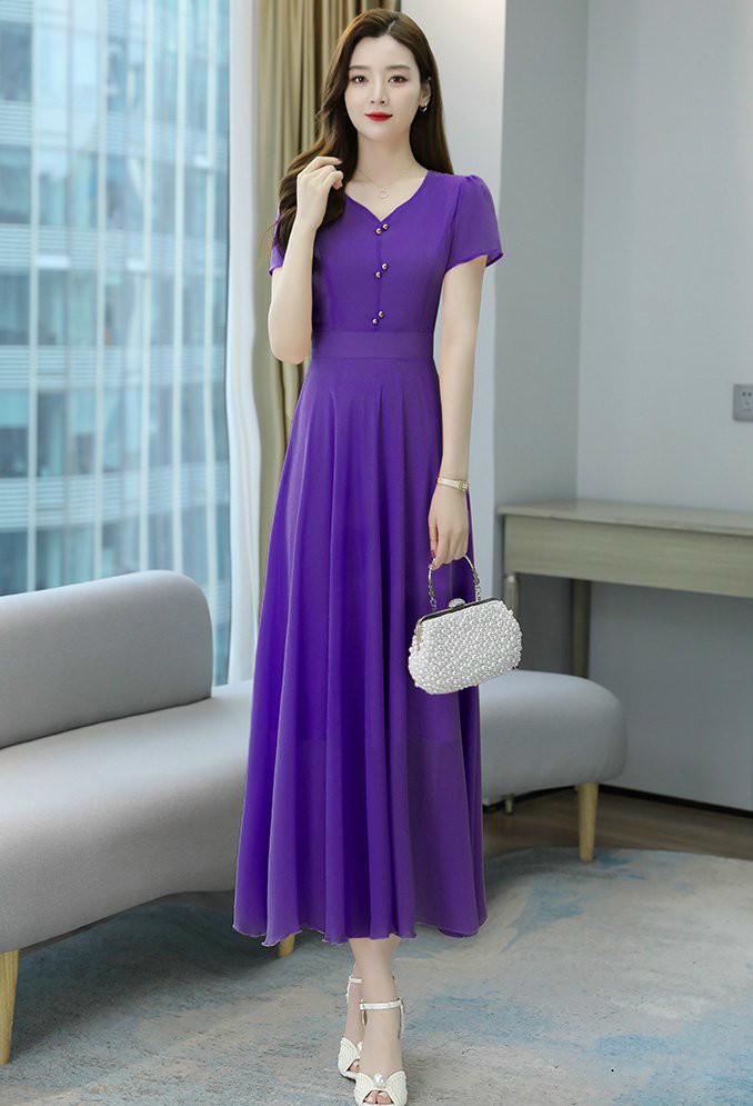 ĐẦM XÒE CỔ TIM ĐÍNH CƯỜM - YB211145