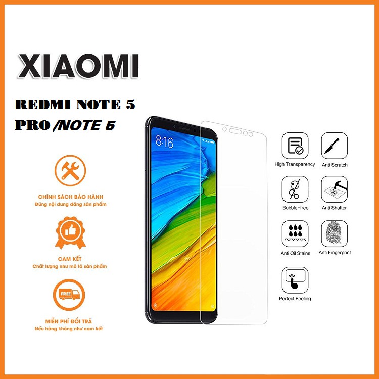 Kính cường lực Trong Suốt dành cho máy Xiaomi Redmi Note 5 / Note 5 Pro