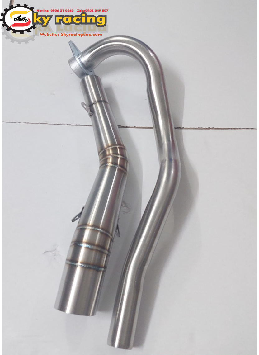 Cổ lon 2 khúc inox gắn pô tăng cho xe ex150