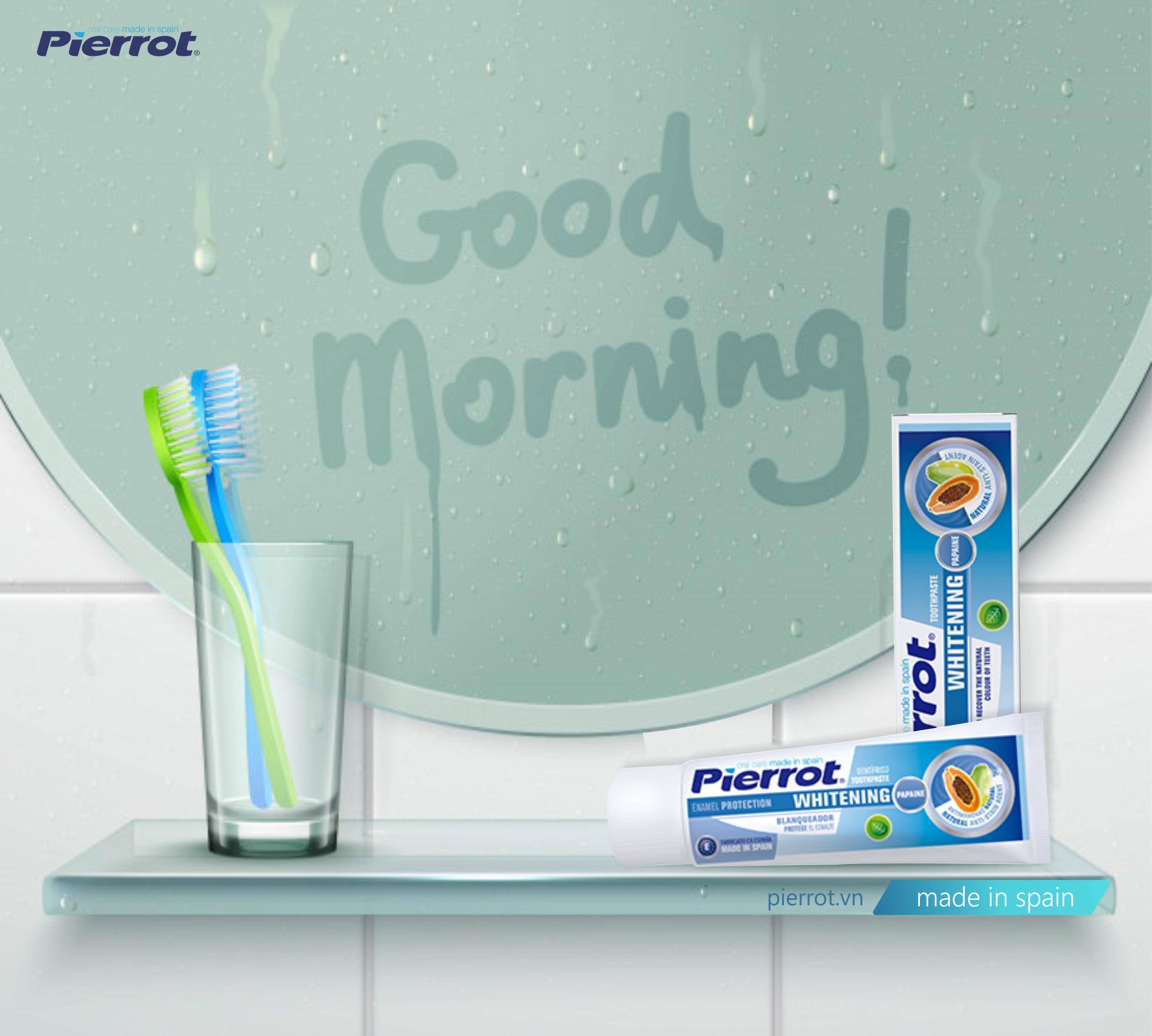 [ Mua 2 tặng 1 bàn chải pierrot ] Kem đánh răng Pierrot làm trắng răng 75ML