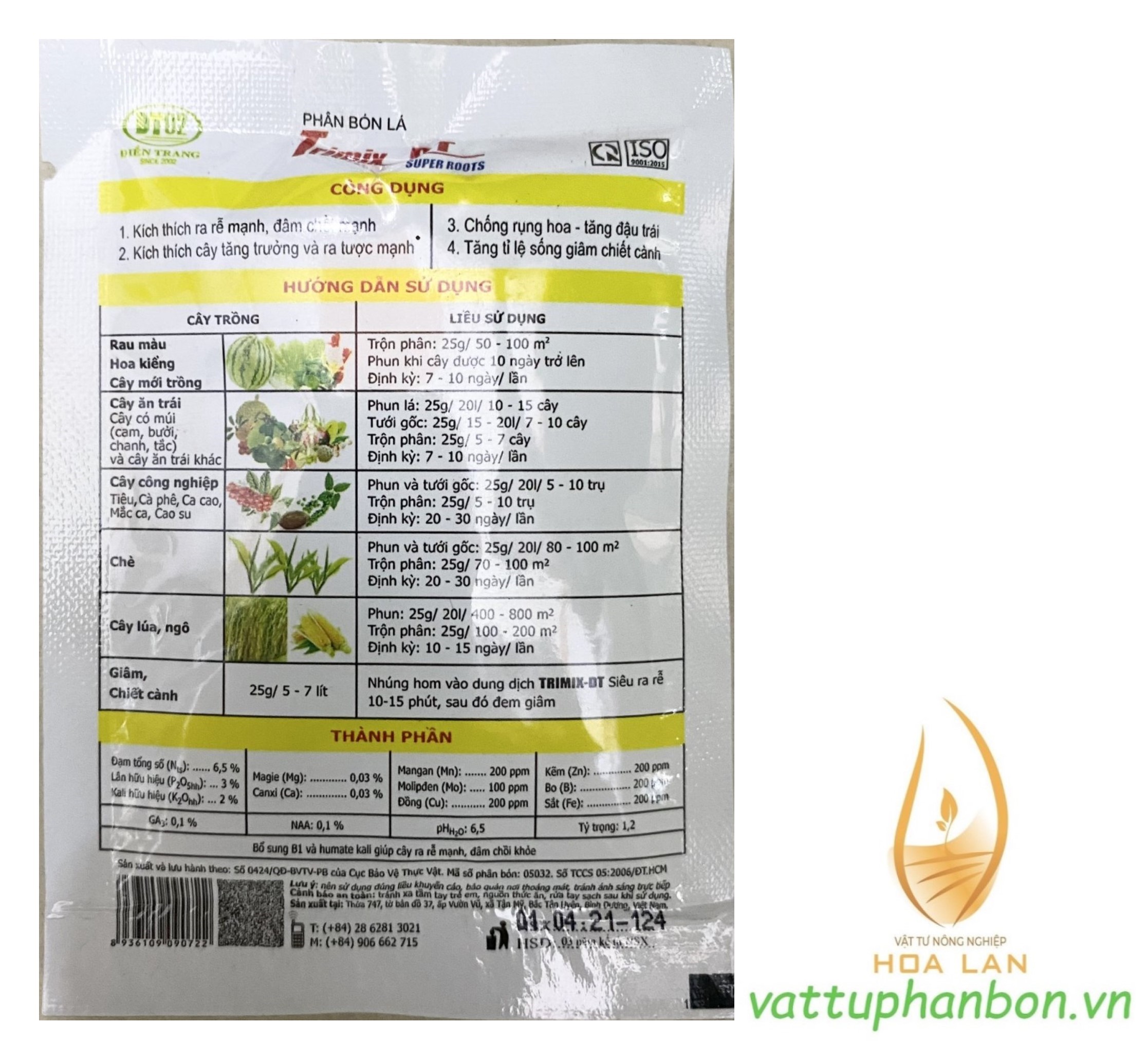 Phân Bón Lá Trimix DT Super Roots - Siêu ra rễ - #628A# 25g