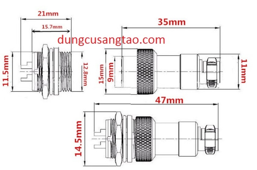 Chấu cắm motor GX12, GX16