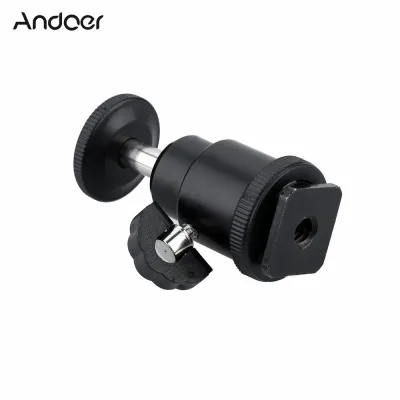 Andoer Aluminium Alloy Mini Ball Head 1/4" Mount with Flash Shoe for DSLR SLR DC Camera Mini DV Monitor etc