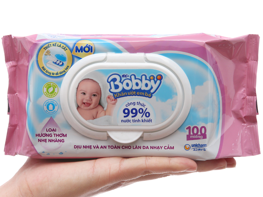 KHĂN GIẤY ƯỚT EM BÉ BOBBY 100 TỜ