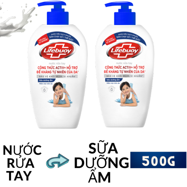 [ MẪU MỚI ] Nước Rửa Tay Lifebuoy 500g Sữa Dưỡng ẩm Giúp Chăm Sóc Và Bảo Vệ Khỏi 99.9% Vi Khuẩn Trên Tay