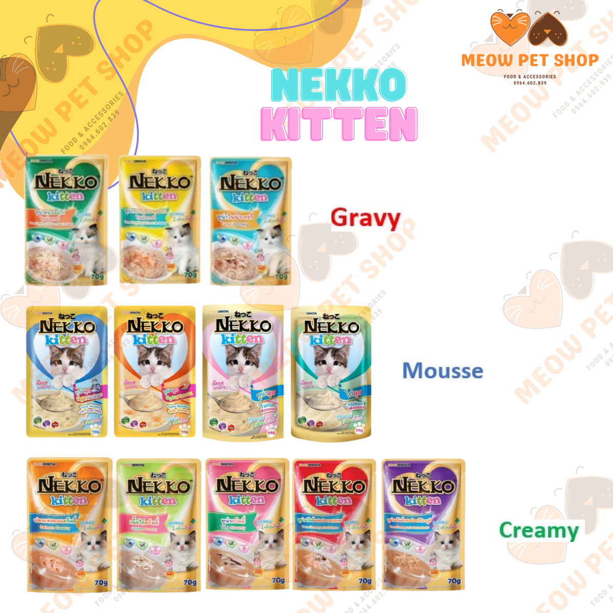 Combo 12 - Thức Ăn Pate Cho Mèo NEKKO gói 70g