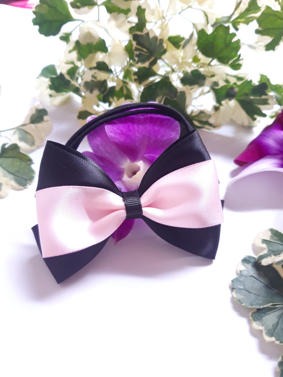 Cột tóc nơ đơn giản phong cách Hàn Quốc, người lớn hay trẻ em điều dùng được ( hình thật).