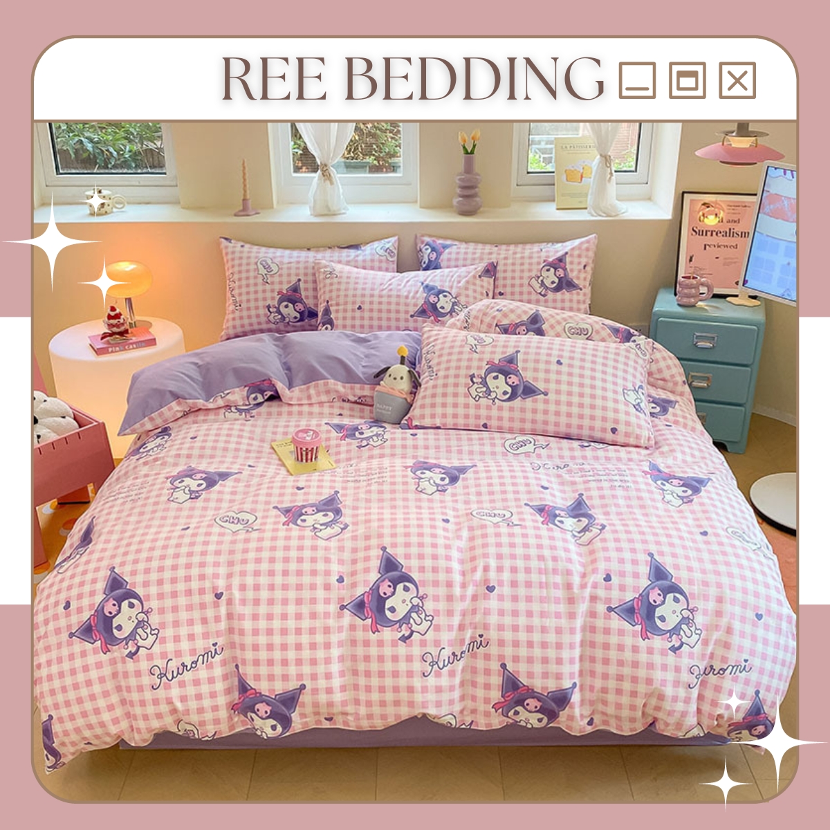 Bộ chăn ga gối Poly cotton REE Bedding Phù thuỷ Tím PLC105 đủ size giường nệm 1m2, 1m4, 1m6, 1m8, 2m