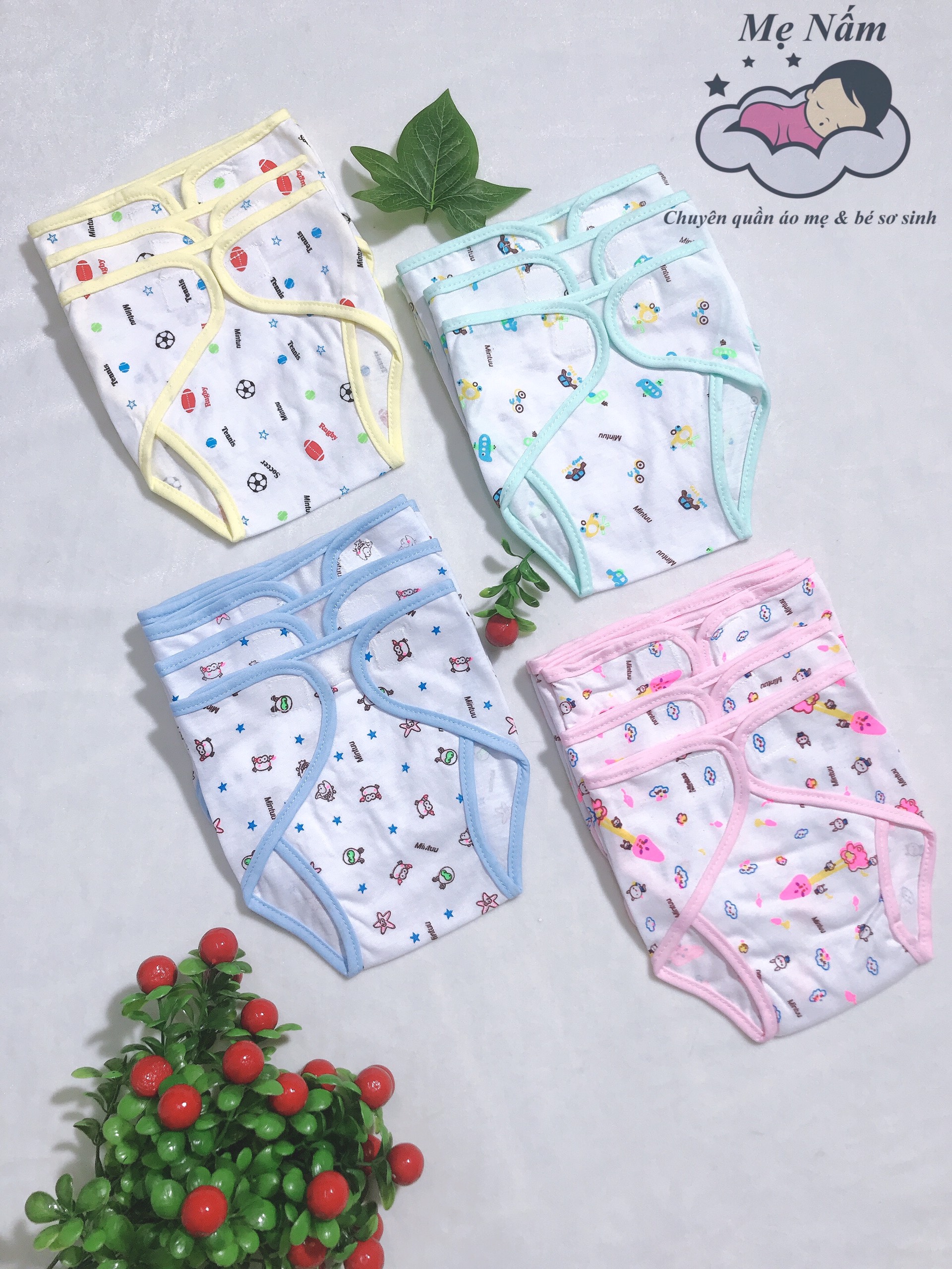 Set 5 Tã Vải Dán /Tã Quần Đóng Bỉm Sơ Sinh Mintuu (3-9kg)