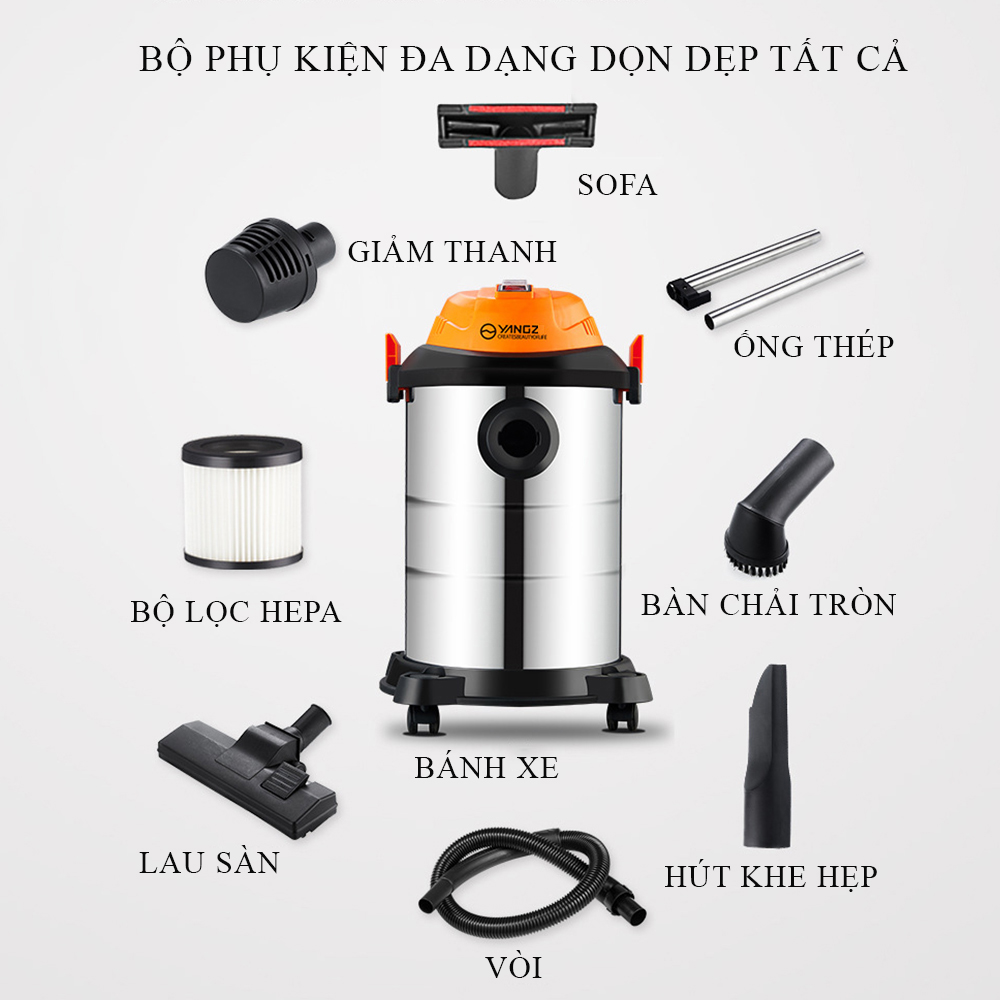 Máy hút bụi đa năng, máy hút bụi công nghiệp 15L công suất 1200W, phục vụ trong nhà lớn, nhà hàng, khách sạn, 3 chế độ khô , ướt , thổi, bảo hành 2 năm, lỗi đổi mới trong 7 ngày đầu nhận hàng