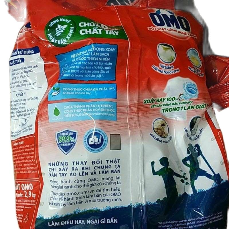 BỘT GIẶT OMO 2.9KG SẠCH SAU 1 LẦN VÒ