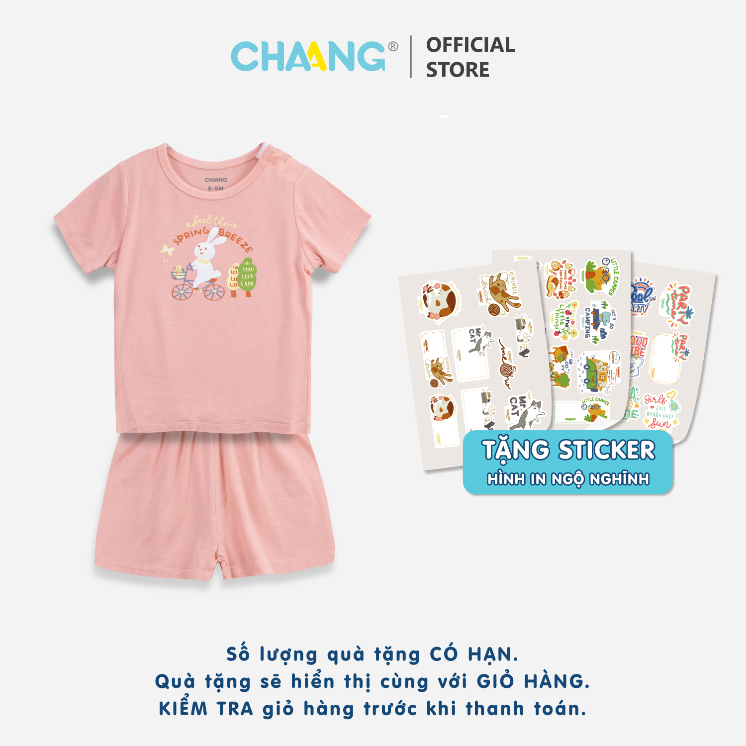 [CHAANG] Bộ quần áo cộc cúc vai Spring Chaang
