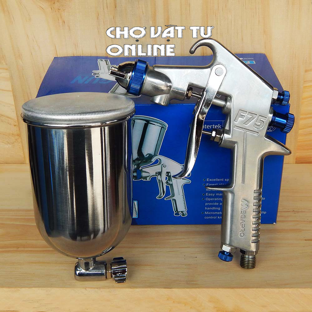 [ Tặng kim phun dự phòng ] Súng phun sơn khí nén model F75 chính hãng Megapro đầu phun 1.3mm hoặc 1.5mm - Chợ Vật Tư Online