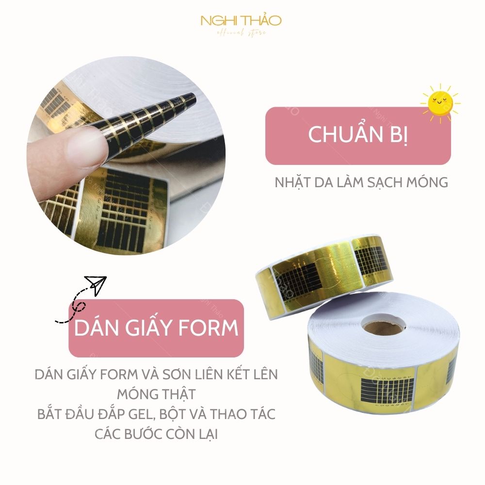 Giấy form móng đắp gel bột Nghi Thảo