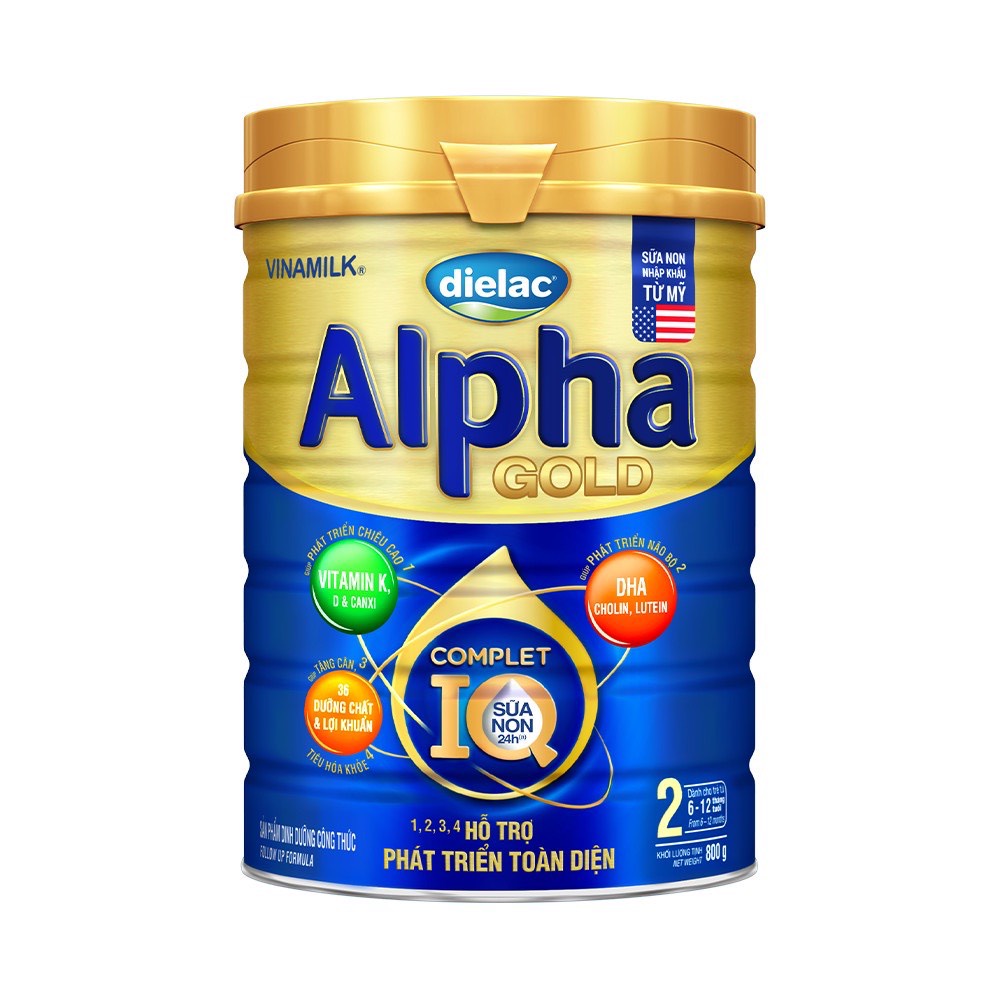 Sữa Bột Dielac Alpha Gold 2 Lon 800g - Dành cho bé 6-12 tháng tuổi