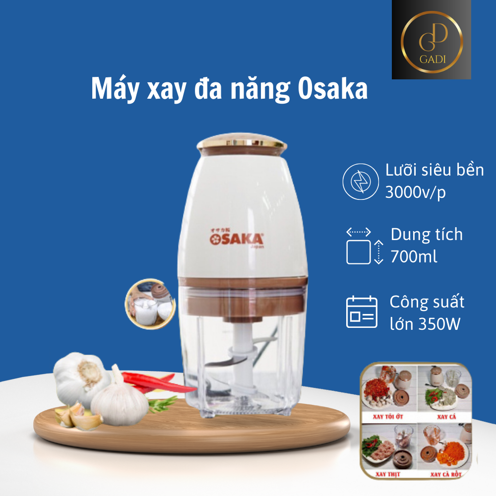 Máy xay đa năng OSAKA Nhật Bản nắp đồng 700ml tiện dụng - Máy xay sinh tố, thịt, cá, đồ ăn dặm cầm tay tiện dụng