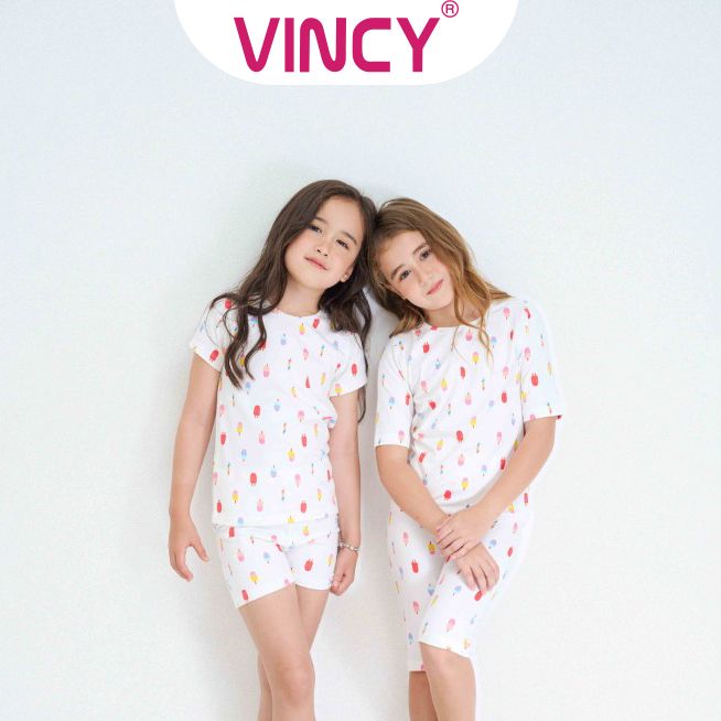 [Mua 3 giảm 20%, mua 2 giảm 15%] Bộ Đồ Thun Lửng Bé Gái Vincy KTL012W32
