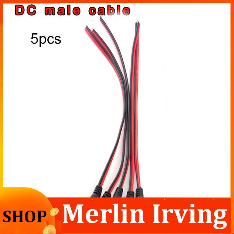 Merlin irving shop 2.1x5.5mm dc male plug 12v dc power pigtail extension cable jack for led strip light driver cctv camera connector