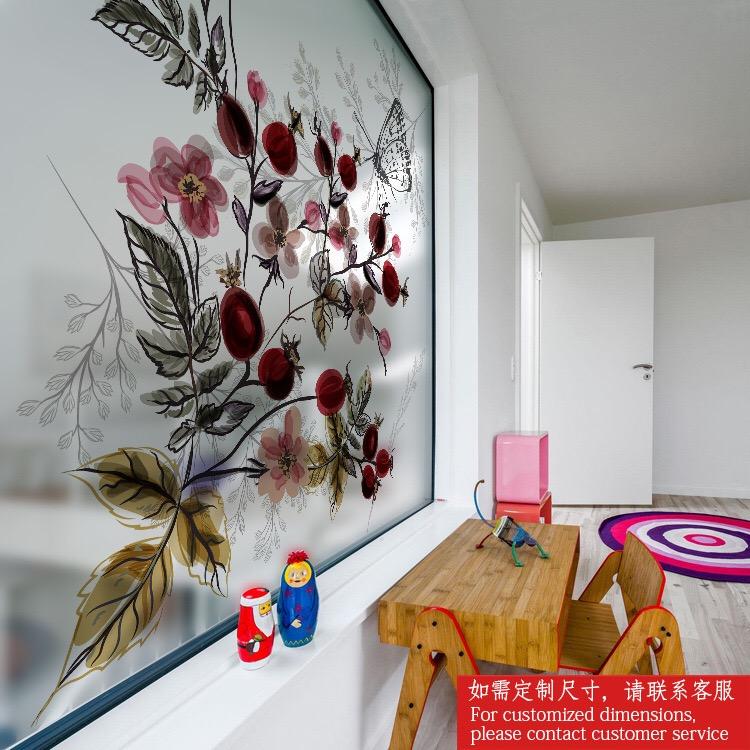 [HCM]Decal Dán Kính Cao Cấp - Hoa đỏ rượu nhí ( 60x58 )-DK7131