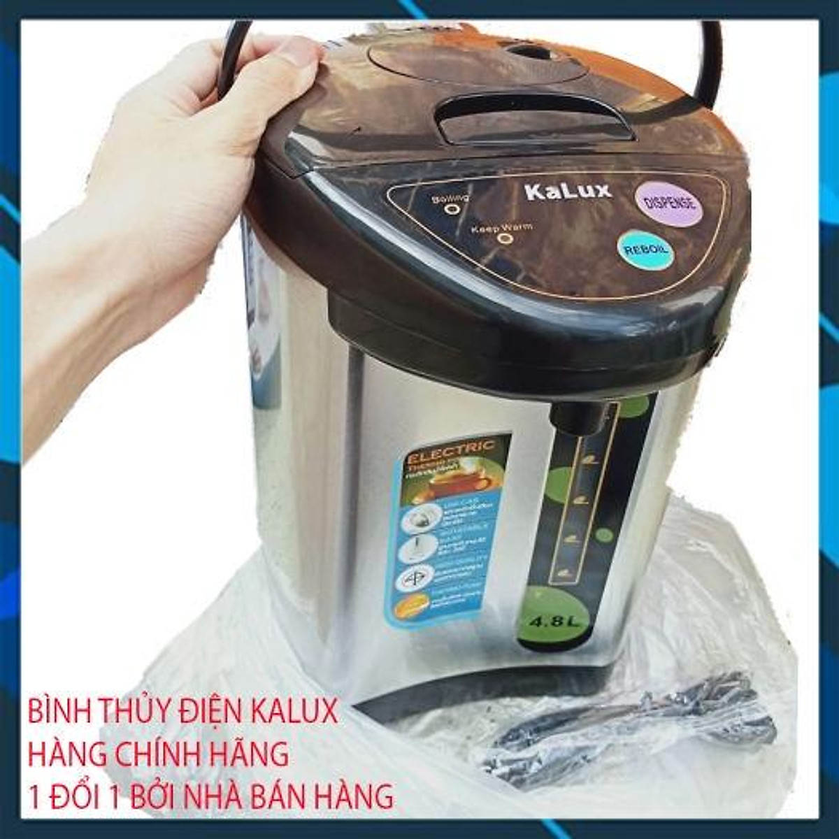 Bình thủy điện inox cao cấp kalux kl-048 bình đun siêu tốc tiết kiệm điện cho mọi gia đình