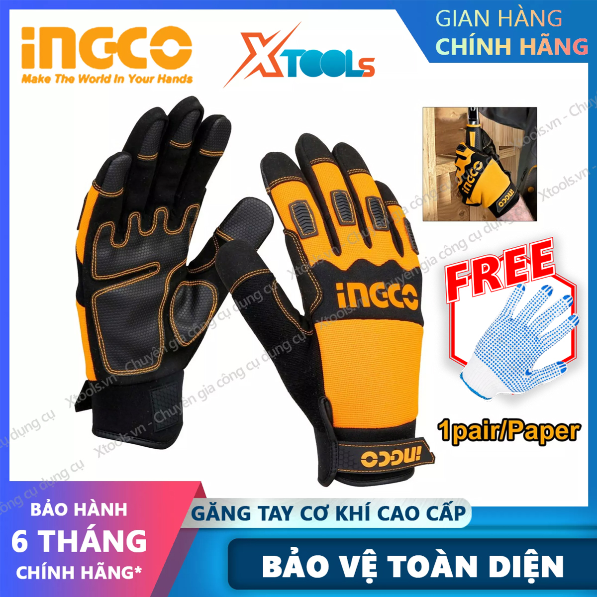 Mechanics gloves protective premium ingco HGMG02 gloves labor protection gloves anti-slip soles sharpener resistant wicking sweat heat insulation