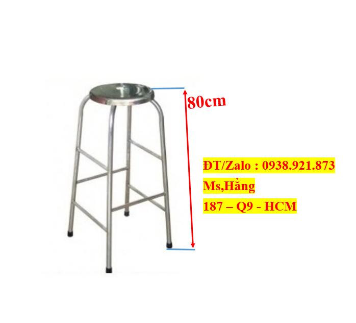 [HCM]Ghế Inox Tròn Cao 80cm