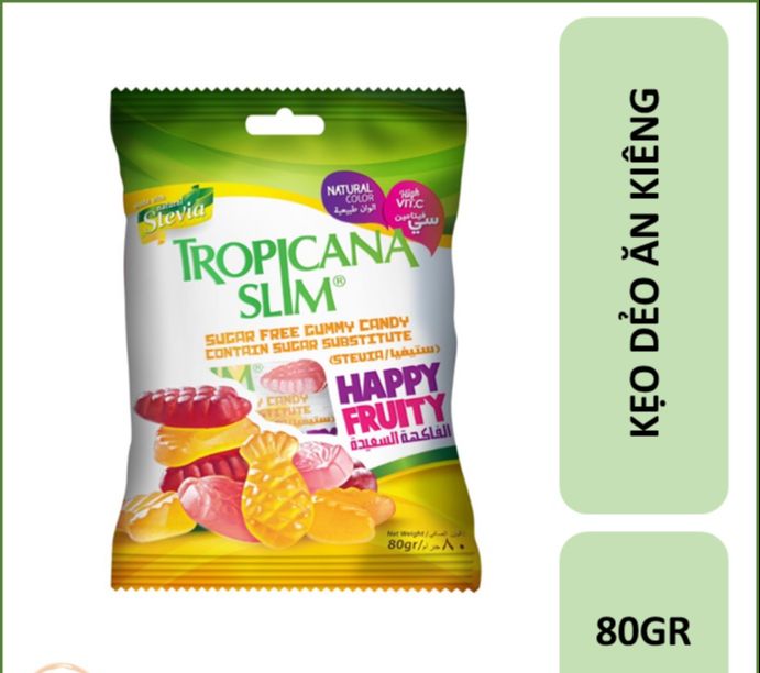 Kẹo dẻo trái cây ăn kiêng không đường dùng đường stevia cỏ ngọt Tropicana