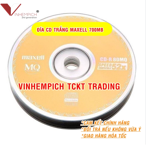 Đĩa CD Trắng hiệu Maxell dung lượng 700MB - 1 cái