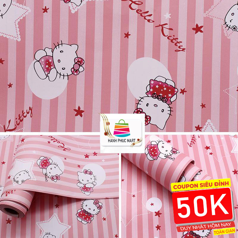 10M giấy dán tường có keo mèo hồng- khổ 45 cm hpmwallpaper