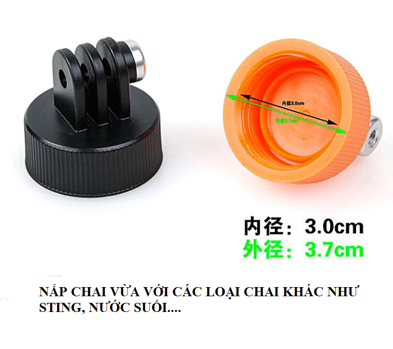 Nắp chai làm phao nổi gắn GoPro, Actioncam, đi bơi đi lặn nổi camera