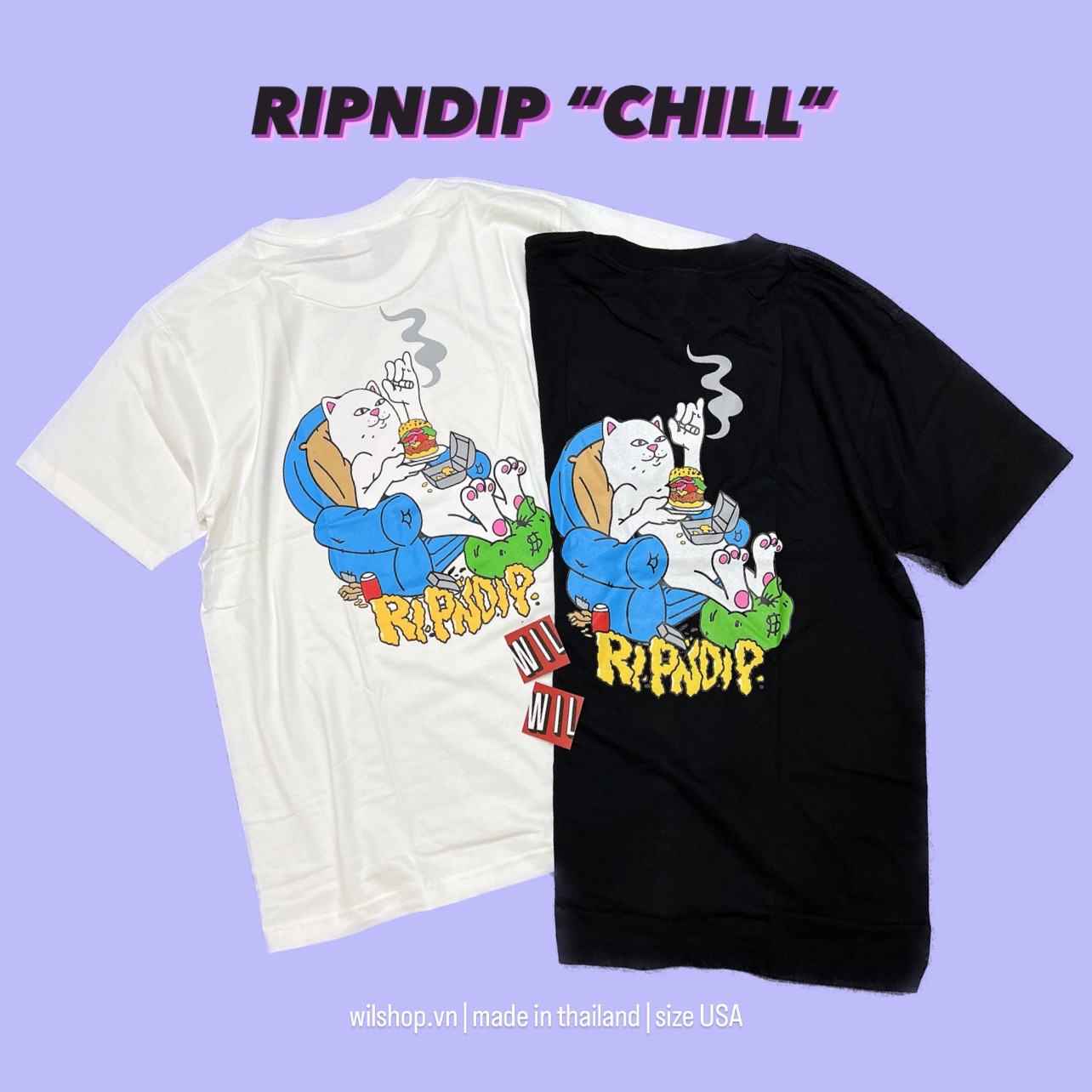 (M, L, XL) ÁO MÈO RIPNDIP - ÁO THUN UNISEX SIZE USA