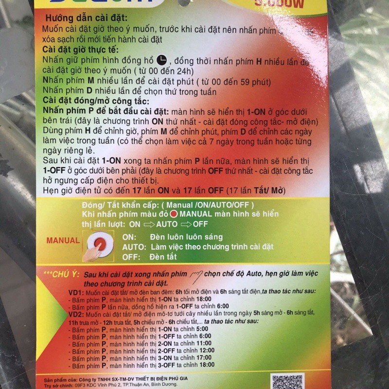 Timer hẹn giờ điện tử tắt bật tự động chính hãng DECOM 5000W