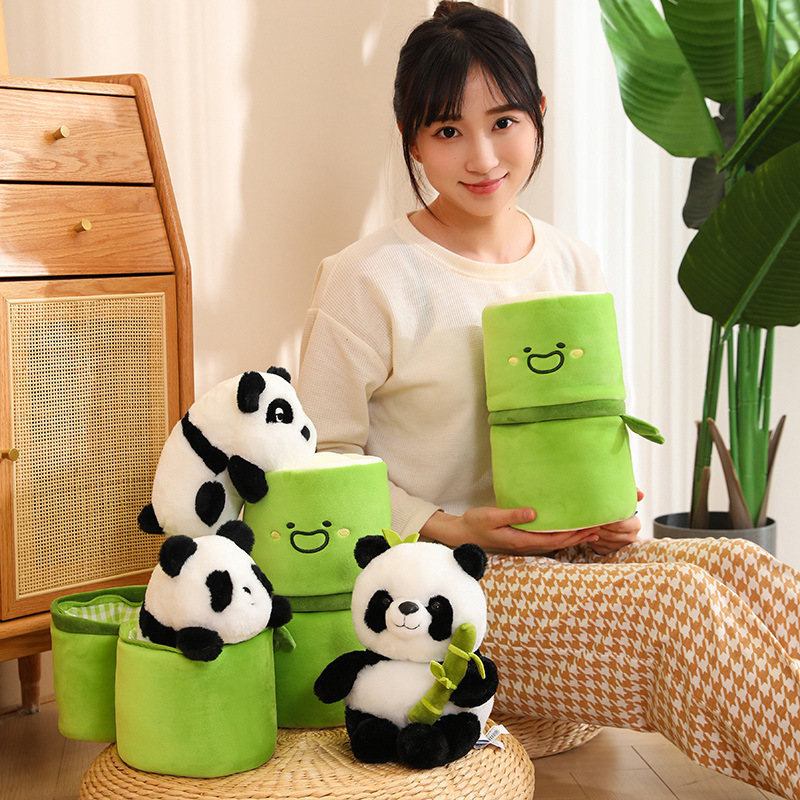 Gấu bông gấu trúc ôm tre dễ thương lông mịn cao cấp ảnh thật