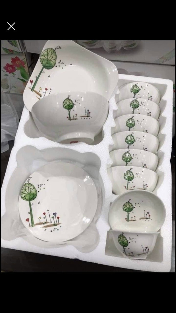 BỘ BÁT ĐĨA SỨ - BÁT TRÀNG CAO CẤP 11 MÓN