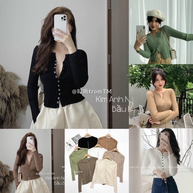Áo len đũa cúc trước tôn ngực (kèm ảnh thật và video)