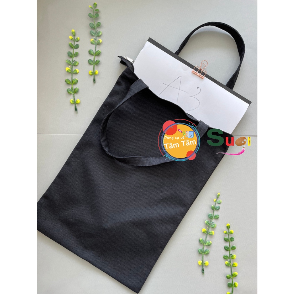 Túi vải canvas khóa kéo , túi vải bố trơn - màu trắng - màu đen - size lớn - có khóa kéo