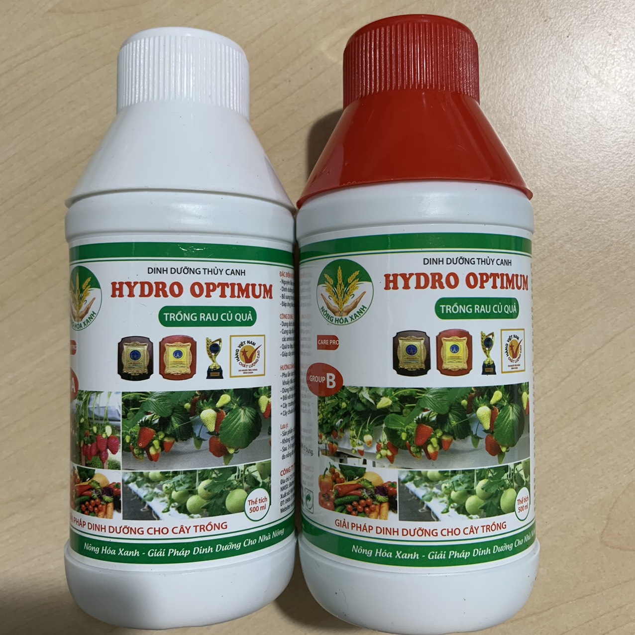 Combo 2 chai dung dịch thủy canh hydro optimum cho rau ăn lá
