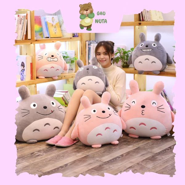 Gấu bông mini hình thú, gối ôm mèo totoro chất liệu vải nhung hàn quốc cao cấp