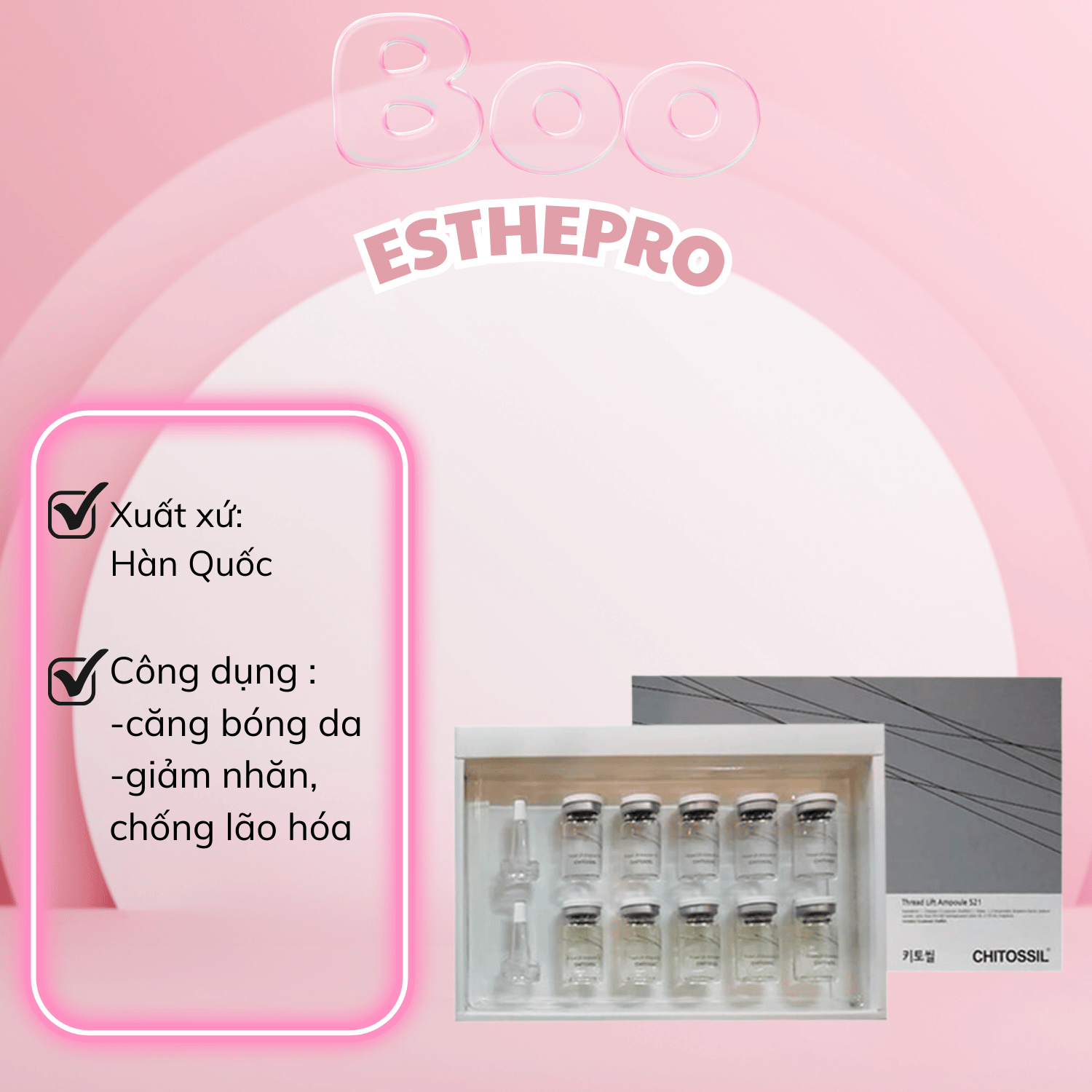 [HCM]Set Cấy Chỉ Tơ Tằm Chitossil (Cải thiện nếp nhăn và làn da chảy xệ) - Full Hộp (5 cặp)