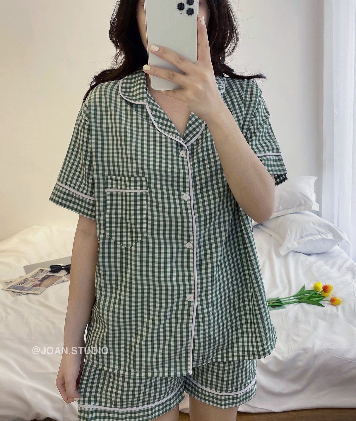 [CARO PYJAMA] - Đồ Ngủ Nữ, Đồ Mặc Ở Nhà Chất Kate Bộ Ngắn