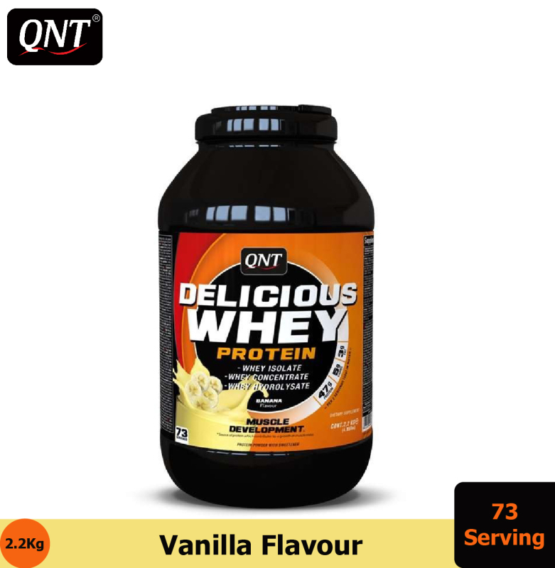Thực phẩm bổ sung QNT Delicious Whey Protein 2.2kg Vani - HSD: Cuối Tháng 1, 2021 cao cấp