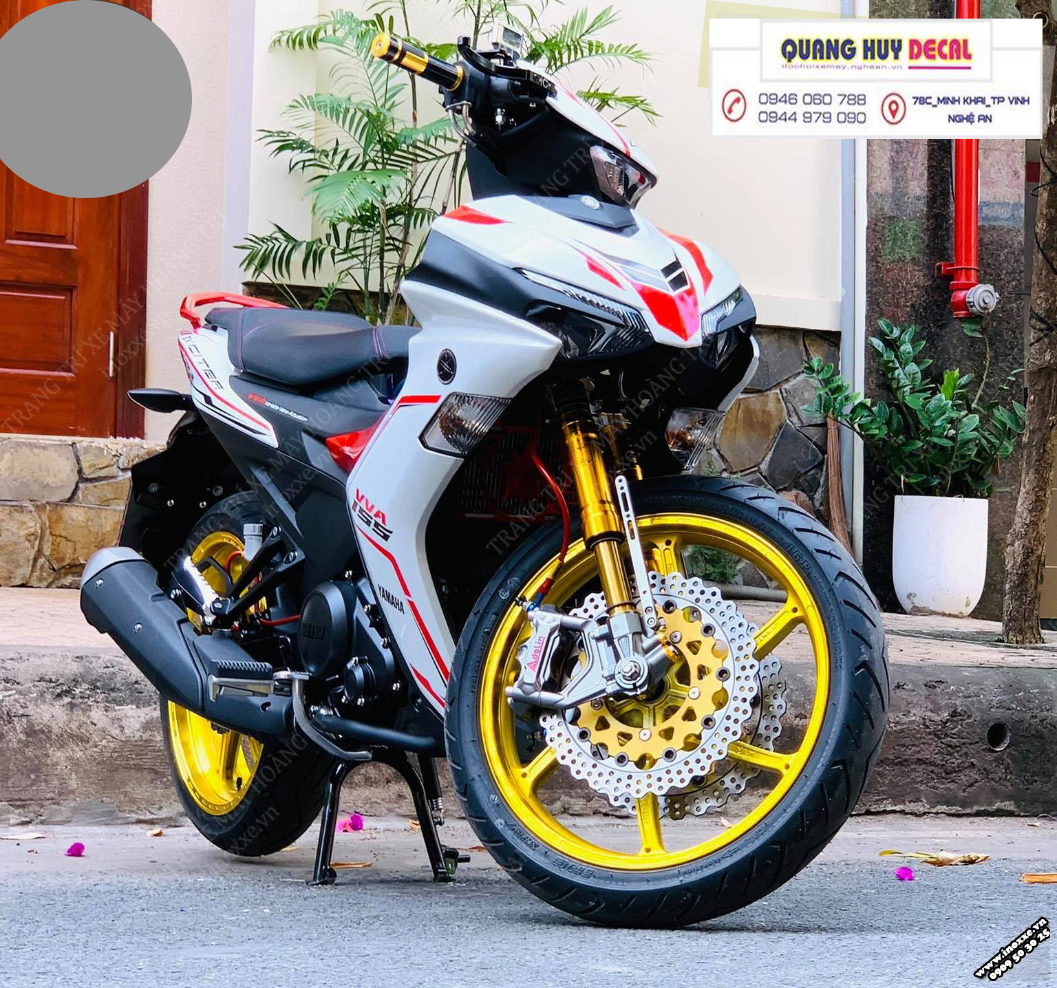 Tem trùm ex 155 trắng đỏ, tem exciter 155, team trùm exciter 155, tem xe exciter 155, team trùm ex 155, team xe exciter 155 trắng đỏ