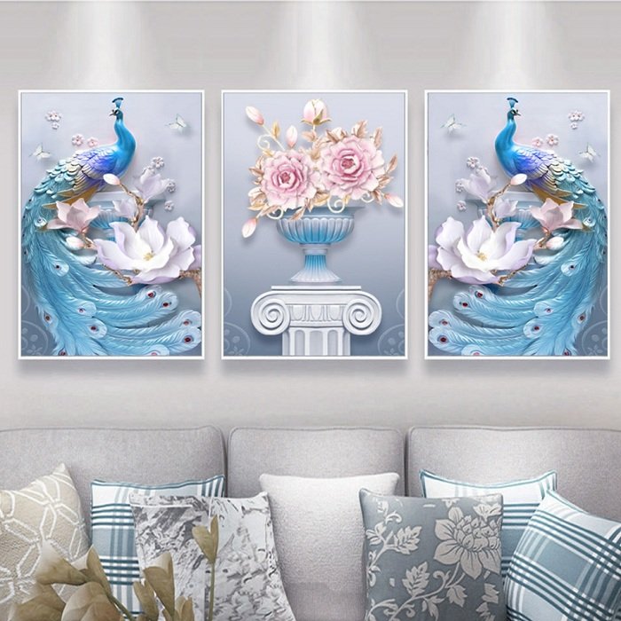 (20 models) set of 3 painting hanging wall unframed painting Nordic mirror coated UV printing high quality painting coated mirror hanging living room Large Format