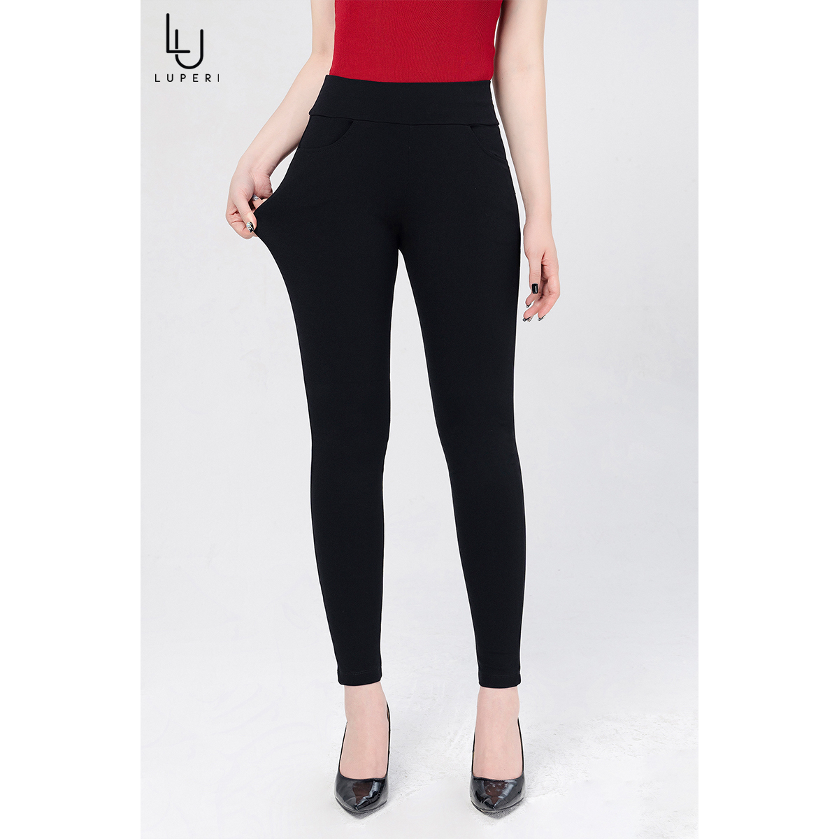 Quần Legging Nữ Lưng Cao Luperi LP54D Chất liệu dày dặn siêu dai không bai nhão không cắn chỉ không xù co giãn tốt kiểu dáng bản cạp gen bụng 7cm chống cuộn cạp với 2 túi hàm ếch sâu mặt trước và mặt sau không túi