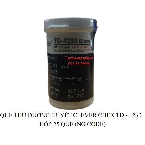 HCMQue thử đường huyết Clever Chek TD 4230 hộp 25 que