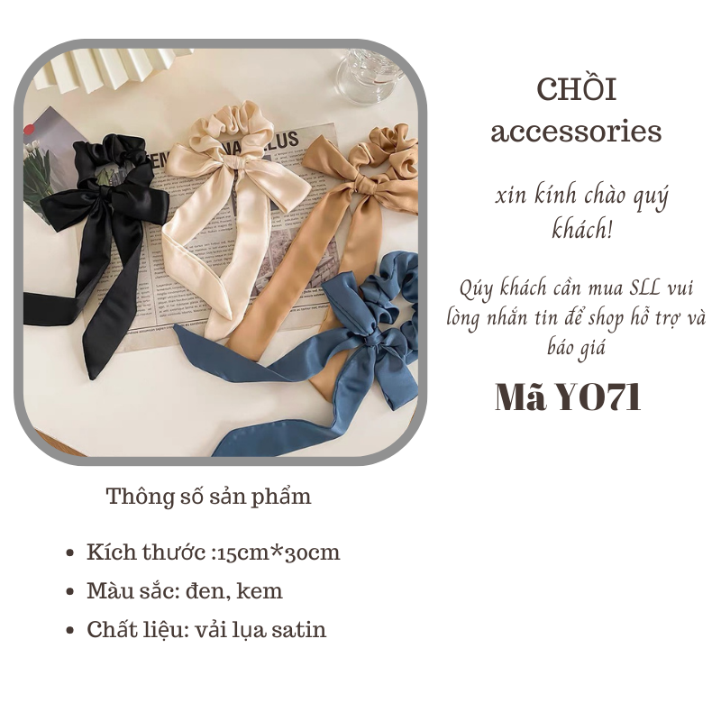Buộc tóc nơ scrunchies nơ lụa đáng yêu nữ tính - Y071